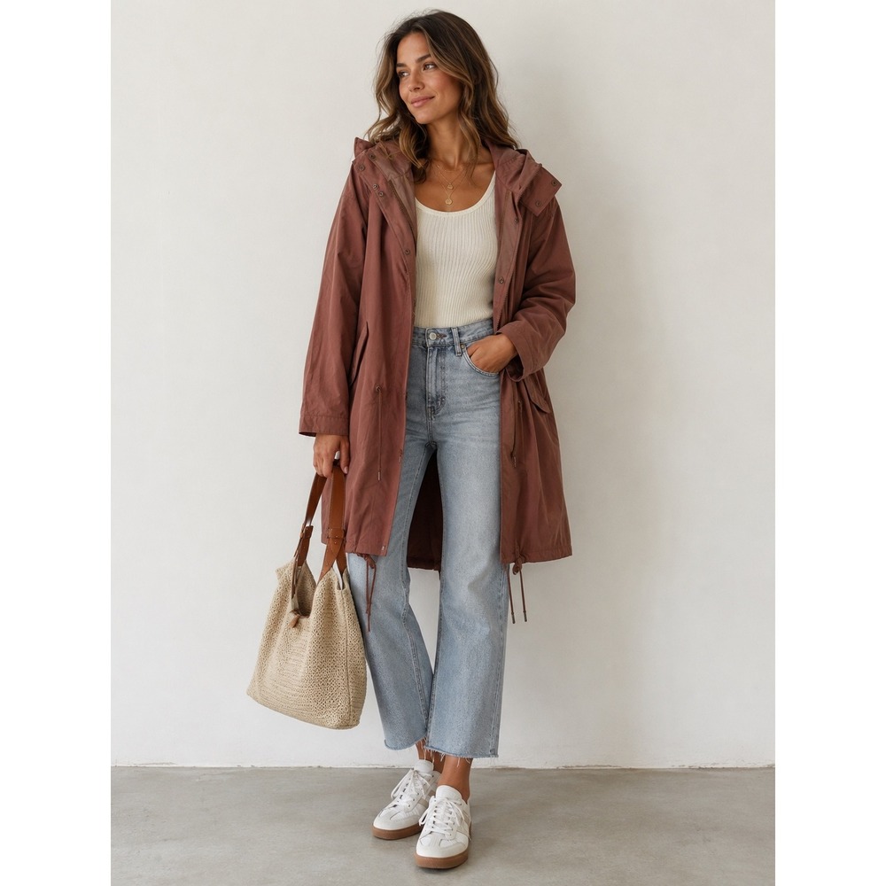 Uniqlo Hooded Parka Jacket Lightweight Drawstring Coat - Picture 6 of 6
